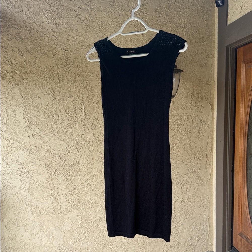 Express Black Studded Shoulder Mini Dress